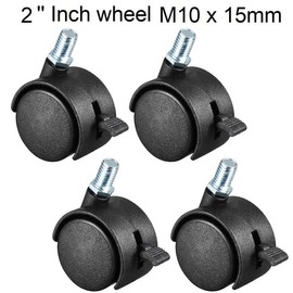 Multibao 4x Pcs 2 Inch Castor Wheel Swivel Caster Threaded Brake M10 x 15mm for Furniture