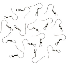 Fishhook Earring Hooks, 200PCS Ear Hooks, Hypo Allergenic Ear Wires with Ball and Coil Silver Tone 18mm for DIY Jewelry Findings