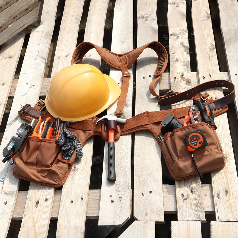 TOURBON Canvas Tool Belt 42 inch Comfort Lift Combo Tool