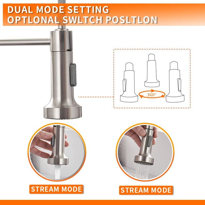 OWOFAN Kitchen Faucet Low Lead Commercial Solid Brass Single Handle