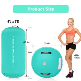 VOFiTNY Inflatable Gymnastics Air Barrel 4'L x 3'D Tumbling Octagon Mat Roller Back-bend Trainer for Home/Gym Do Not Include Pump