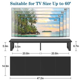 aboxoo 47" TV Riser for 32-60 inch TV, TV Riser Stand Shelf, Tabletop TV Stand Riser, Computer Monitor Table for Home Living Room, Study Office (Black)
