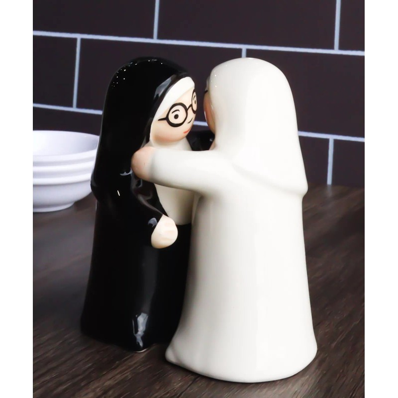 Ebros Gift Black And White Dressed Dancing Nuns Cute Ceramic