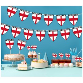 AK Giftshop St George's Day Flag Decorations Party Pack With Bunting Food Cupcake Picks Toppers