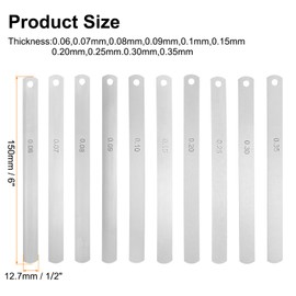 HARFINGTON 10 Blades Metric Steel Feeler Gauge Set, 0.06mm-0.35mm Thickness Filler Gauge, Offset Valves, Guitar Gauge Gage Measuring Tool, for Gap Width Thickness Measuring