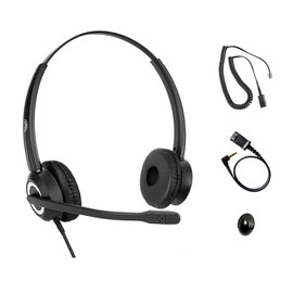 Polycom - Auriculares de teléfono con cancelación de ruido RJ9 U10P Cable inferior compatible con Polycom VVX, Shoretel, Avaya teléfonos digitales