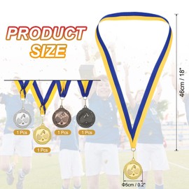 MECCANIXITY Table Tennis Award Medals 2", Gold Silver Bronze Iron Award Medals with Neck Ribbon for Team Sports Games Competitions Party Favors 4 Pieces