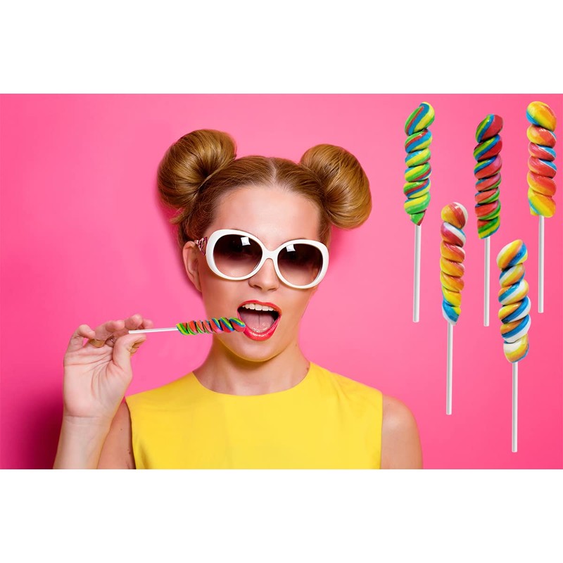 The Dreidel Company Rainbow Twist Lollipop, Mixed Fruit Flavor, Individually