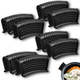 8 Pack Cast Iron Pot Assist Handle Covers, High Heat Resistant Anti-Slip Silicone Skillet Handle Cover for Any Frying Cast Iron Skillet Metal Pan, Washable Reusable Rubber Pot Holder Sleeve Black
