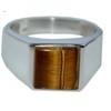 Gents Solid Sterling Silver Natural Tigers Eye Mens Signet Ring