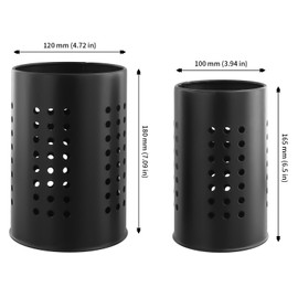 CHUENKUK 4 Pieces Kitchen Utensil Holder Black Metal Cutlery Holder Stainless Steel Cutlery Basket Cutlery Drainer Kitchen Utensils Storage Black for Kitchen, 12 x 18 cm, 10 x 16.5 cm