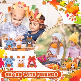 Blueweenly 24 Pcs Thanksgiving Mini Stuffed Animal Bulk Fall Small Plush Stuffed Animal Toy with Pumpkin Maple Autumn Plush Keychain Decorations Thanksgiving Plush Doll for Party Favor Bag Filler