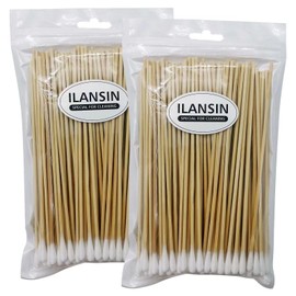 ILANSIN 6" Long Cotton Swabs 200 Count - Extra Long Cotton Buds, Cotton Swabs - Cotton Swabs for Makeup Ears Pets Care Gun Cleaning - Biodegradable Swabsticks