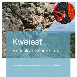 KWEIEST Reflective Bungee Cord 1/4 Inch Cords Kayak Stretch String Rope for Camping Tie Downs Boating Bikes Hiking Fishing Fitness and Outdoor Enthusiasts(Black 6MM-33FT)
