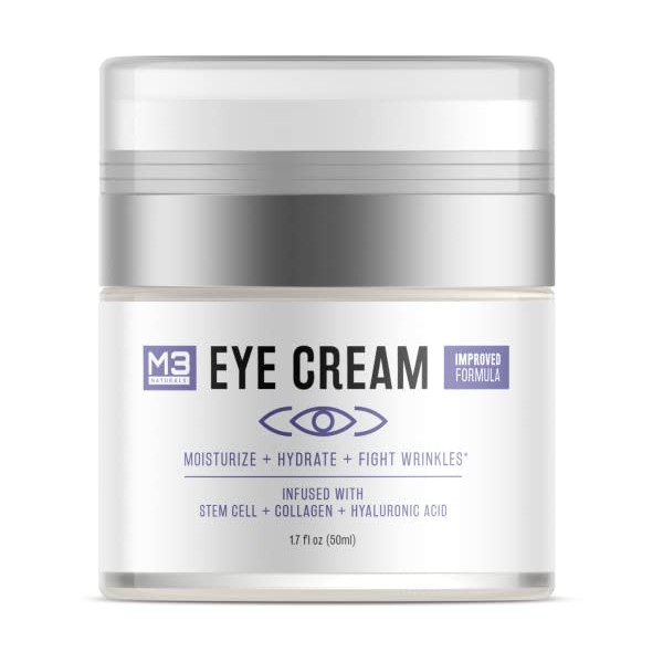 M3 Naturals Anti-Aging Eye Cream for Dark Circles and Puffiness with Collagen Hyaluronic Acid & Fruit Stem Cell Fight Eye Bags Fine Lines Puffiness Under Eye & Wrinkles