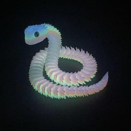 Landrain 3D Printed Snake Toy, 60 cm, Bright White Snake Toy
