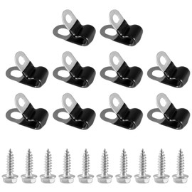 KPALAG 10 PCS 3/16" Brake Line Clips 304 Stainless Steel Rubber Coated Insulated Cable Clamps-Metal Wire Clamps, Hose Clamp, Pipe Clamp, Sturdy Clamp for 3/16" Tube, Lines(10 PCS Self-Tapping Screws)