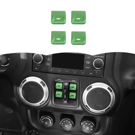 RT-TCZ Window Button Switch Trim Cover Aluminum Alloy Decoration Interior Accessories Compatible with Jeep Wrangler JK JKU 2012-2017,Green