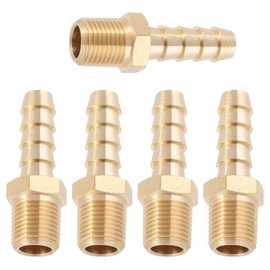 LTWFITTING Brass Barbed Fitting Coupler/Connector 1/8" Male BSPT x 1/4"(6mm) Hose Barb Fuel Gas Water (Pack of 5)