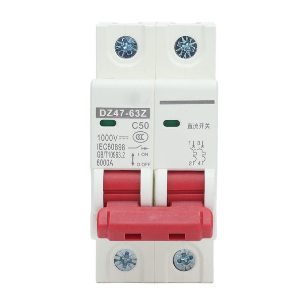 gernie DC Miniature Circuit Breaker, 2 Pole 1000V 50A DC