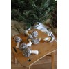 Handmade Wool Felt Mushroom Christmas Ornaments, Set of 4, Neutral