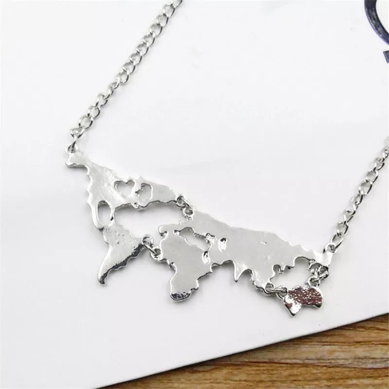 Patry Deluxe Collar Mapamundi Dije Viajero Mochilero Mapa Mundo Colgante