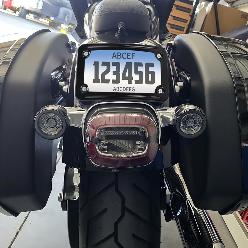 HDBUBALUS Motorcycle Curved Laydown License Plate Mount with Frame Fit