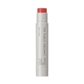 The Public Organic Essential Oil Color Lip 100% Naturally Derived Colored Lip Balm, Made in Japan, 0.1 oz (3.5 g) (Rosy Coral)