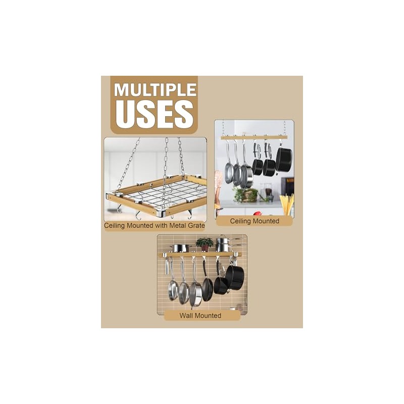 Cooks Standard Fixed Pot Rack Solid Cast Pan Hooks, Set