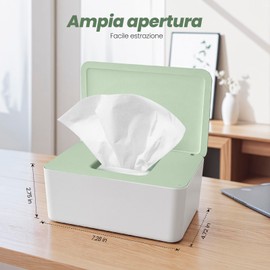 Scatola Porta Salviette Umidificate, Dispenser di Salviettes Umidificate con Coperchio, Porta Scatola per Salviette Dispenser per Bagno Ufficio Auto (Verde)
