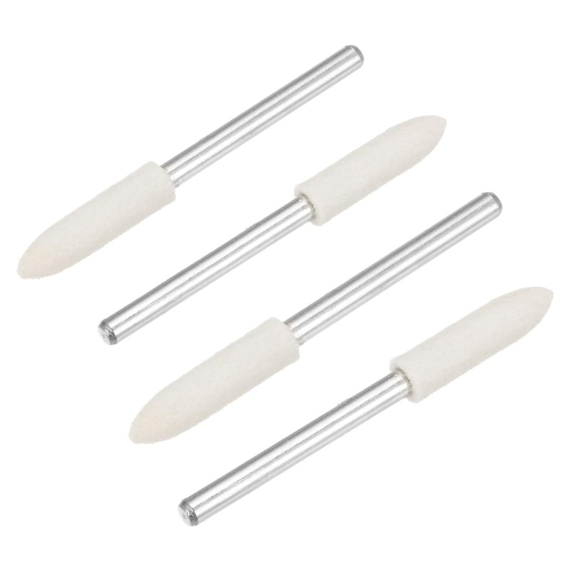 uxcell 3mm 4mm Wool Felt Mounted Points Tapered Polishing Bits
