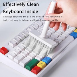 PeakTrend 5 in 1 Keyboard Cleaning Brush Kit,Multifunctional Earbuds Cleaner with Keycap Puller,Cleaning Tools for Mechanical Keyboard,PC Laptop and Earphone (White)