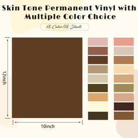Tintnut Skin Tone Permanent Vinyl - 18 Sheets 12"x10", Brown Tan Cream Camel Barely Beige Permanent Adhesive Vinyl for Cutting Machine,Home Decor Self Sticker