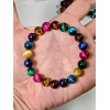 RAYON Multi-Color Tiger Eye Bracelet Men Stretc 10mm 7 7.5