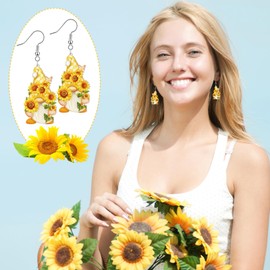 Glenmal 9 Pairs Spring Summer Gnome Earrings for Women 4th of July Jewelry Gift Holiday Acrylic Drop Dangle Earrings(Fresh Style)