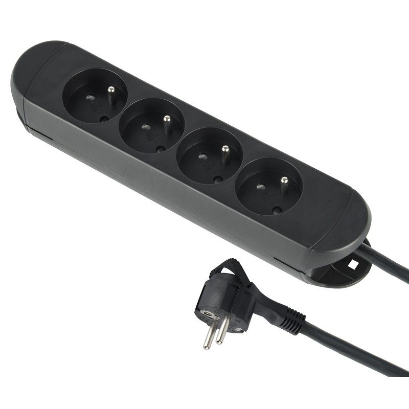 Electraline 32057 Power Strip 4 French Sockets with Cable Reel