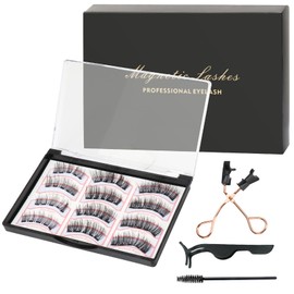 Joyeee Magnetic Eyelashes, 6 Pairs Reusable False Eyelashes, 3D Natural Looking Clusters, Individual Eyelash Set with Applicator Tweezers, No Glue, DIY Eyelash Extension Kit