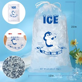 DWUENT 10PCS Heavy Duty Ice Cube Bags for Freezer, Reusable Ice Bags with Drawstring, Ice Storage Bags for Ice Machine, Ice Cube Bags for Ice Cubes (10 Pounds Capacity)