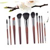 Minkissy Cosmetics Brush Set 10pcs Makeup Brush Kit Wood Handles