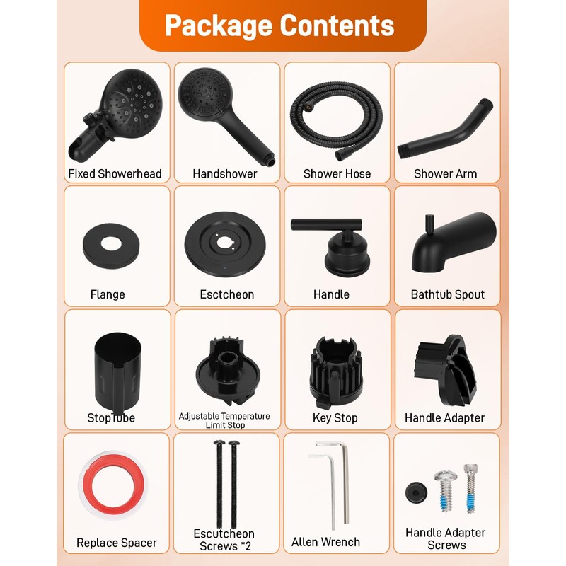 Compatible with moen Matte Black Shower Trim Kit, Dual Shower