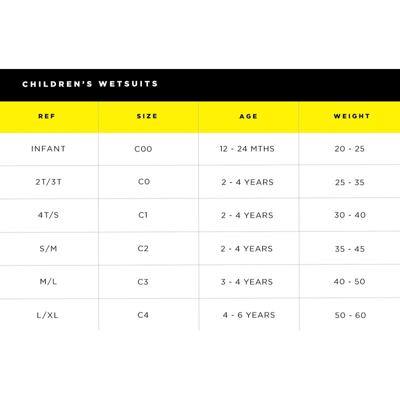 Body Glove Kids Wetsuit 8oz Unisex Kids 1168C-IA S Black/Yellow