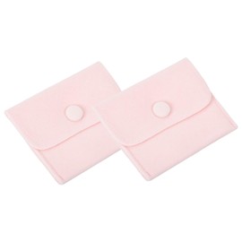 PATIKIL 4x3 Velvet Jewelry Pouches, 2 Pack Velvet Pouches Snap Button Jewelry Storage Bags Present Pouch for Earrings Bracelets Necklaces Rings Watch, Light Pink