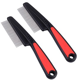 2 Pack Flea Comb for Dogs & Cats, Fine & Coarse Tooth Pet Grooming Combs, Rounded Tip Design, for Small Dogs, Kittens, Puppies