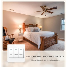 LT Easiyl 500Pcs Light Switch Label Sticker Clear Transparent with Text Includes 40 Blank Labels for Home Kitchen Bathroom Office School Stickers 22.1x20.6cm