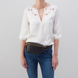 HOBO Fern Belt Bag for Women, Convertible Crossbody and Shoulder Bag, Black