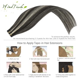 WindTouch Tape in Hair Extensions Human Hair Dark Brown to Blonde 20 Pcs/Package(14Inch #2p613 30g)