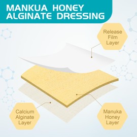 Manuka Honey Calcium Alginate Wound Dressing 2"x2" Pack of 10, Medical Grade Manuka Honey Wound Care Bandages High Absorbency Patches for Wounds