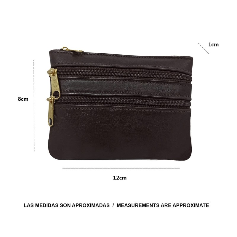FIONCCI Women's Genuine Leather Wallet Small with Zippers - Card