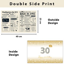 HOMANGA 30th Birthday Card, 30th Birthday Gifts for Men Women, Jumbo 30th Bday Card for Wife Husband Him Her, Back in 1995 Birthday Card with Envelope, 20x25cm