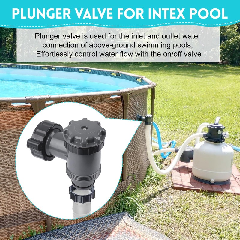 Plunger Valve for Intex Pool, 38mm Plunger Valves Connection Kit